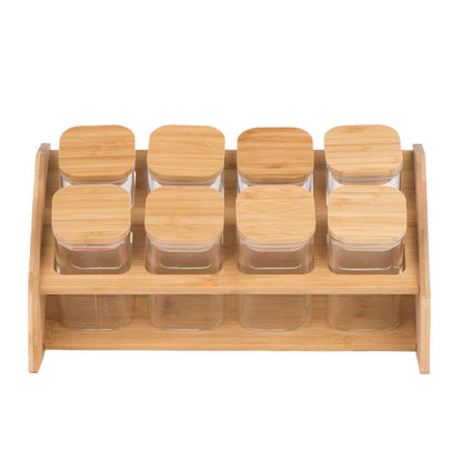 8pcs Classic style squared Borosilicate Glass Jar set