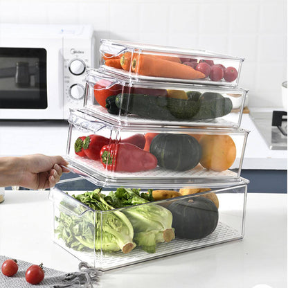 4 pcs Big capacity BPA-Free Stackable acrylic Fridge Organizer Bins with Lids