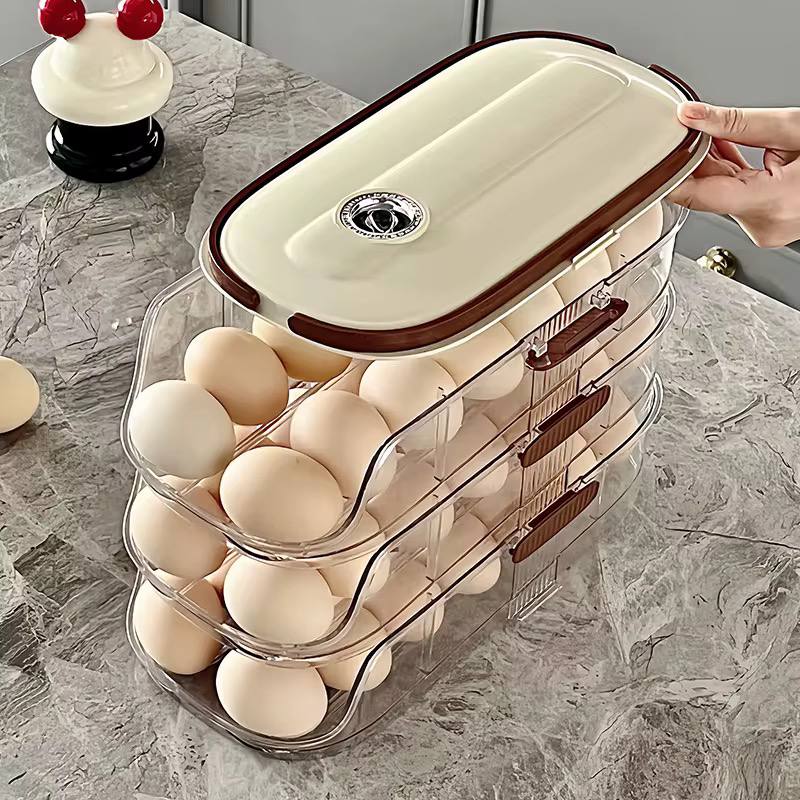 Acrylic Stackable Automatic sliding/rolling Egg Storage box/Egg Tray