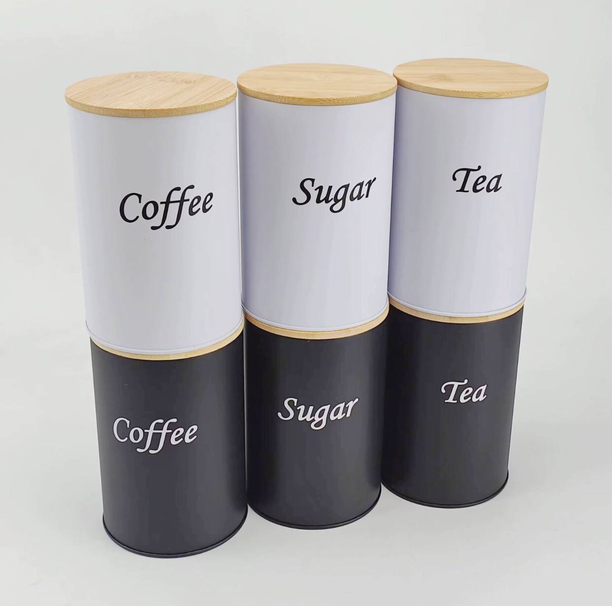 3 pcs set airtight canister with bamboo lid