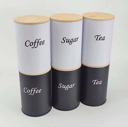3 pcs set airtight canister with bamboo lid