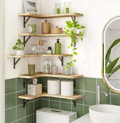 5 in 1 Rustic Wood Floating Shelves -5Pc Set