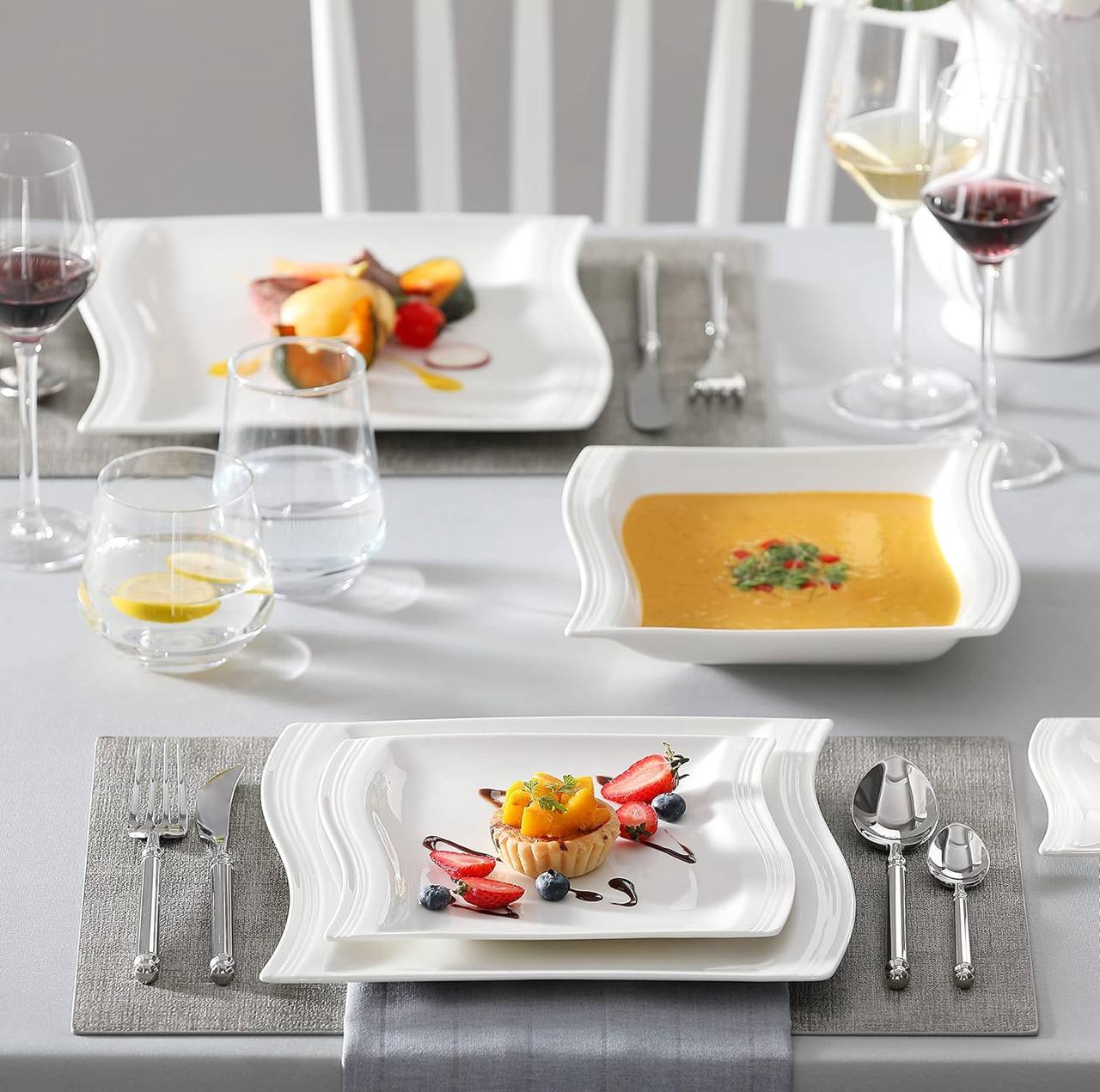 24pcs Danny home ceramic wavy dinner set