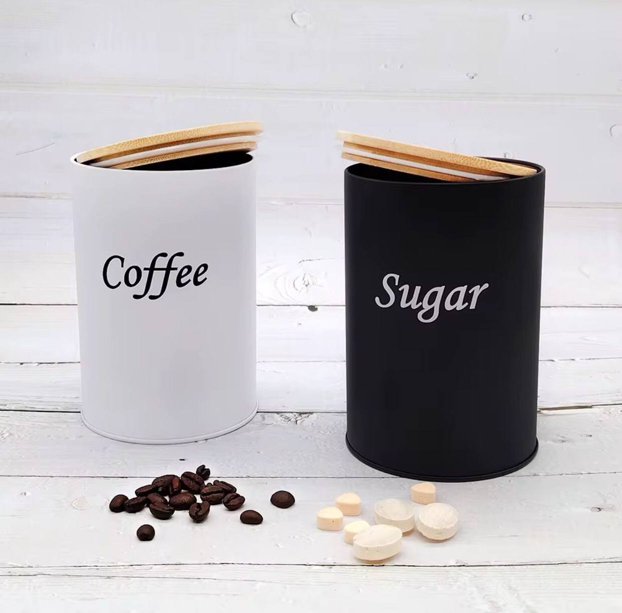 3 pcs set airtight canister with bamboo lid