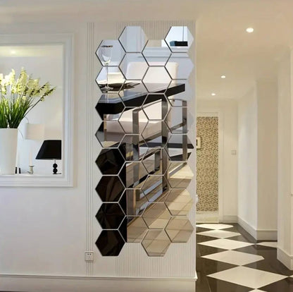 12pcs set Hexagonal shape Acrylic Mirrors