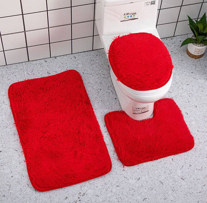 3 in 1 fluffy bathroom toilet mats(big size)