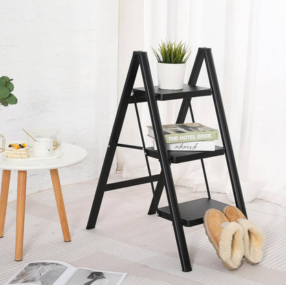 3-Step Black Foldable Ladder 
Height 140CM