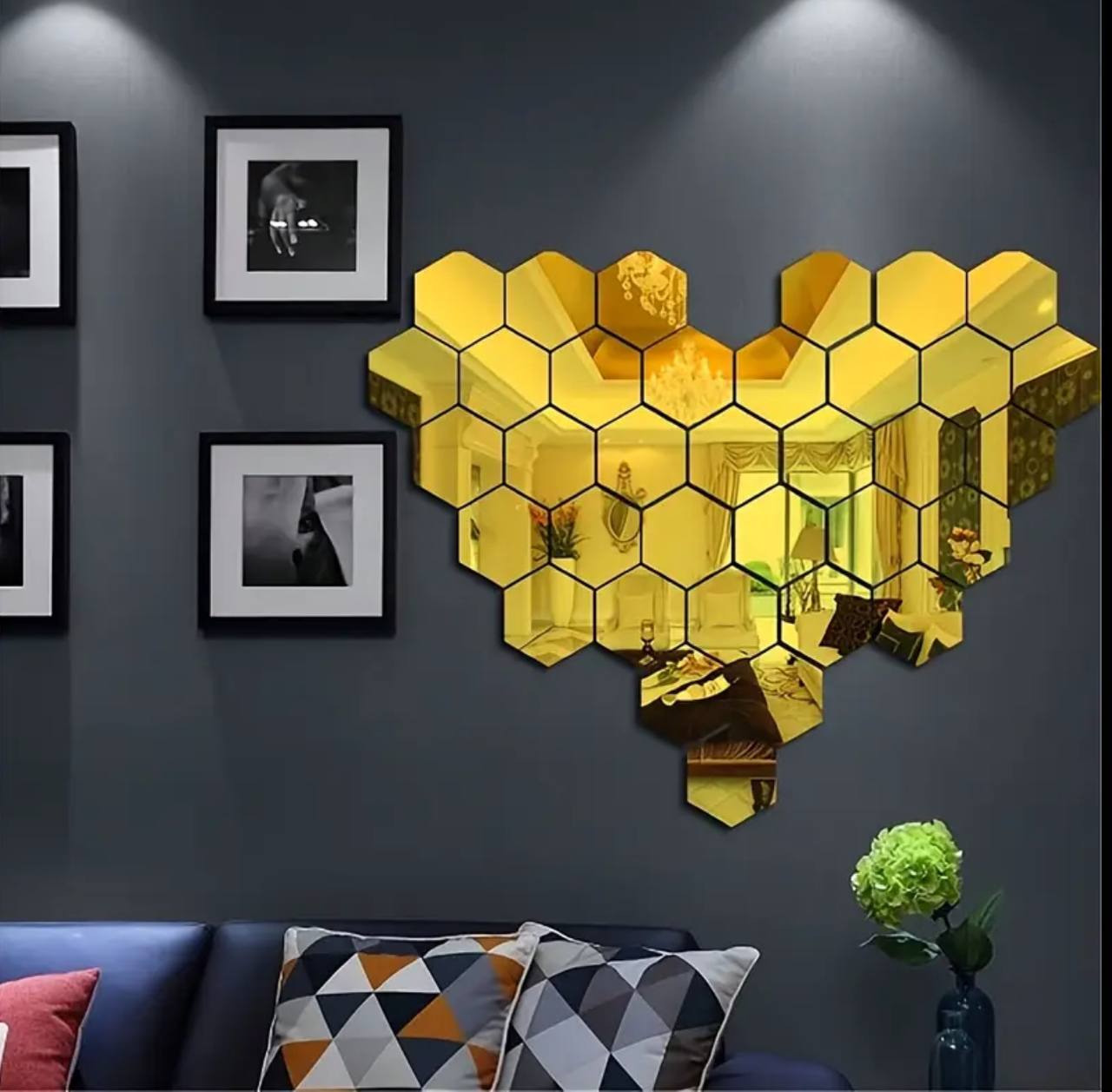 12pcs set Hexagonal shape Acrylic Mirrors