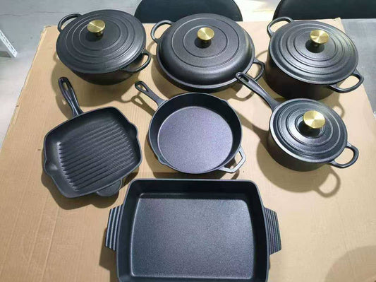 11pcs Black Cast iron cooking pots