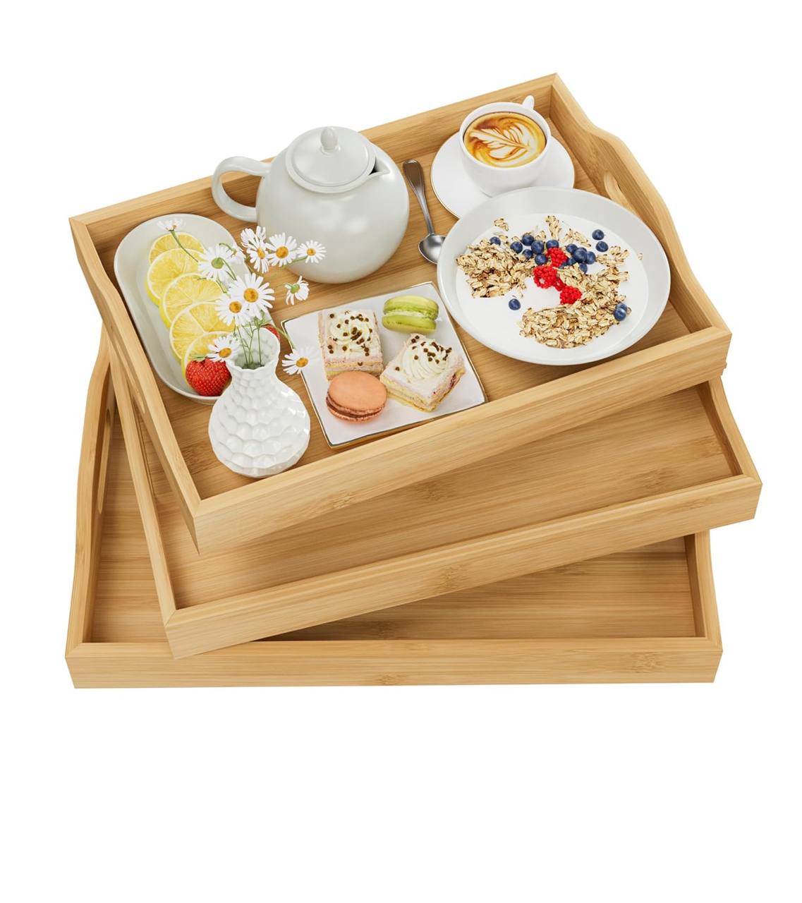 3pcs Multi-functional Bamboo Food storage Trays