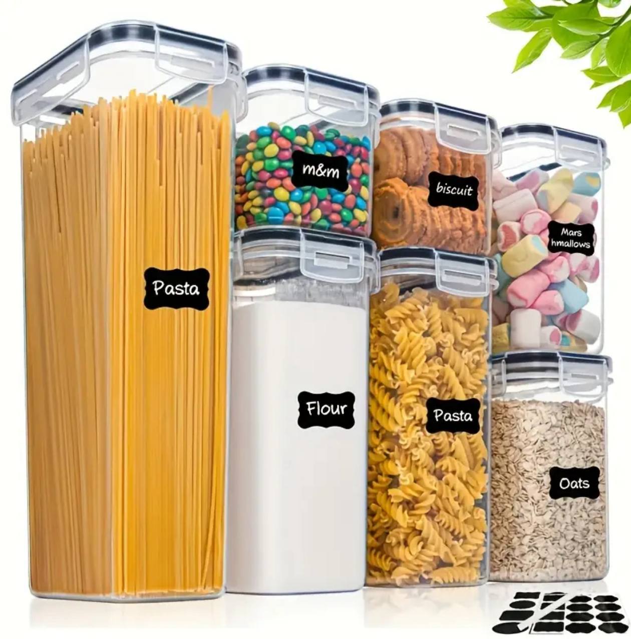 7pcs Bpa free airtight plastic containers