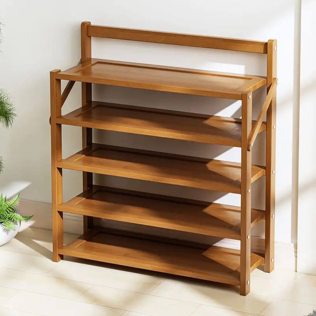 6-tier foldable bamboo shoe rack