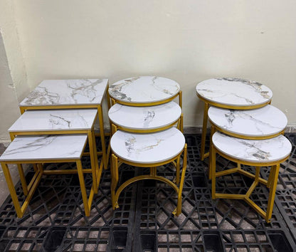 3 in 1 marble nesting stools sets