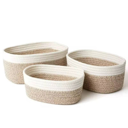 3pcs Oval shaped Elegant Cotton Rope Hand-woven storage shelves