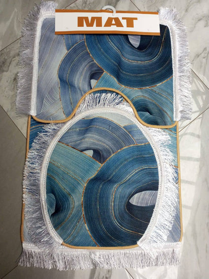 3 Piece Toilet Mat Set