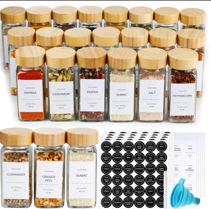 29 PCS SET GLASS STORAGE JARS  WITH BAMBOO LID