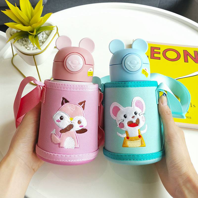 500ml kids flasks with carrier holder/bag cartoon design