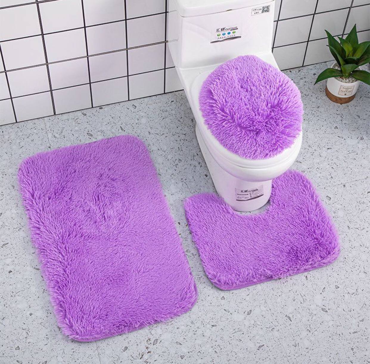 3 in 1 fluffy bathroom toilet mats(big size)