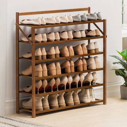 6-tier foldable bamboo shoe rack
