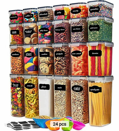 24pcs Bpa free airtight plastic containers
