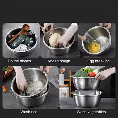 26cm 4PCS  Set 304 colander Stainless Steel Bowl with Lid