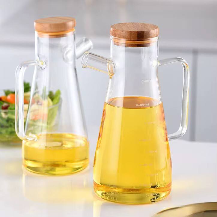 1000ml Glass Oil Bottle with Bamboo Lid