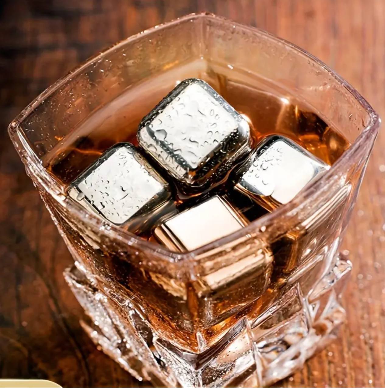 8pcs Stainless Steel Reusable Ice Cubes with Tong