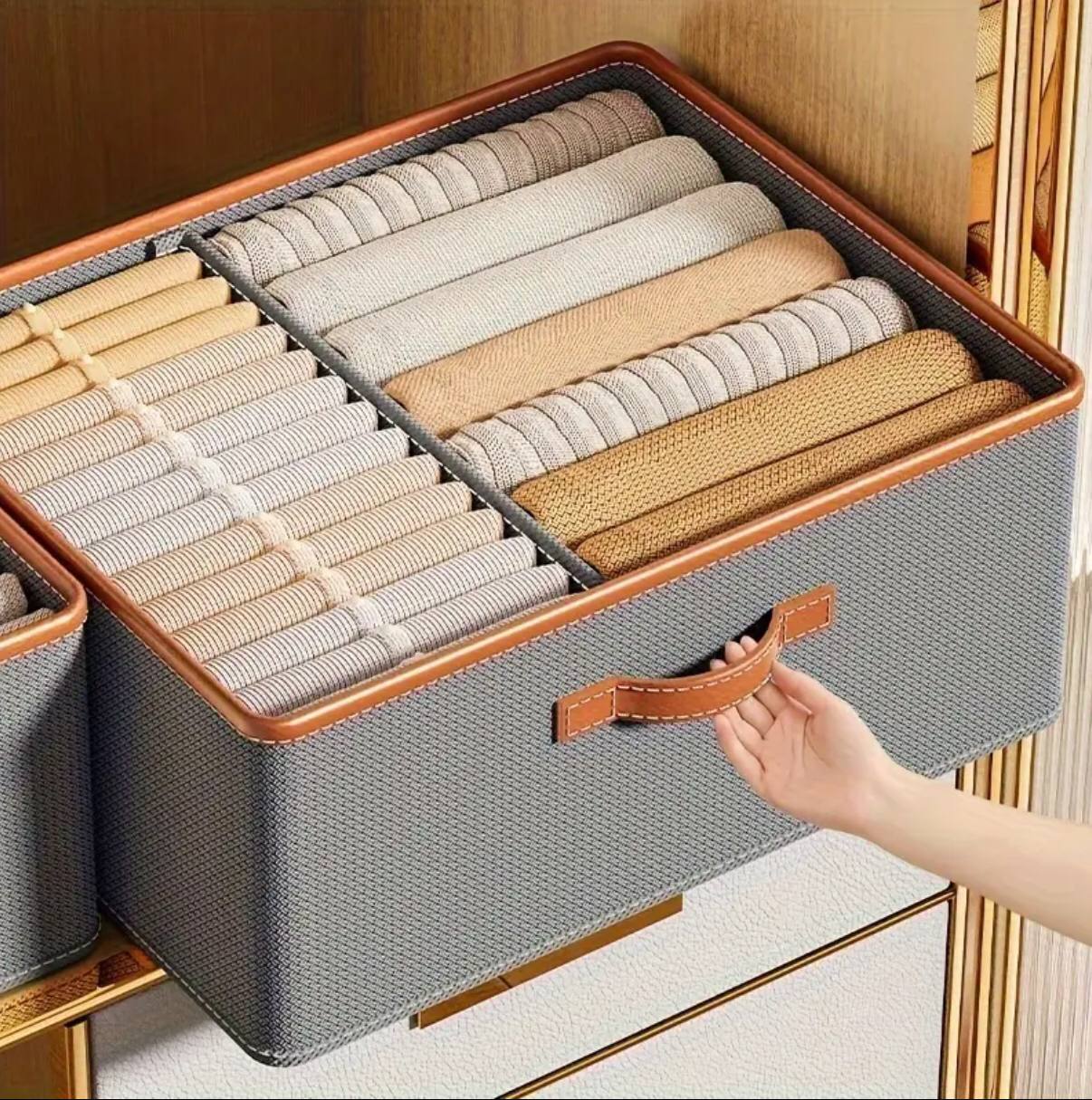 Versatile Foldable double compartment closet organizer with a divider