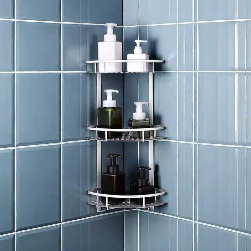 3 layer space aluminum bathroom corner shelf