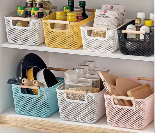 3pcs Extra-Large Mesh Plastic Storage Baskets
