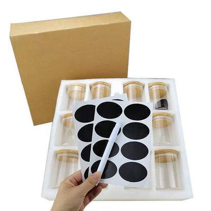 12pcs Round Glass spice jar set