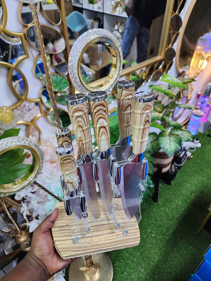 7pcs High quality Stainless steel knife set with Bamboo handle