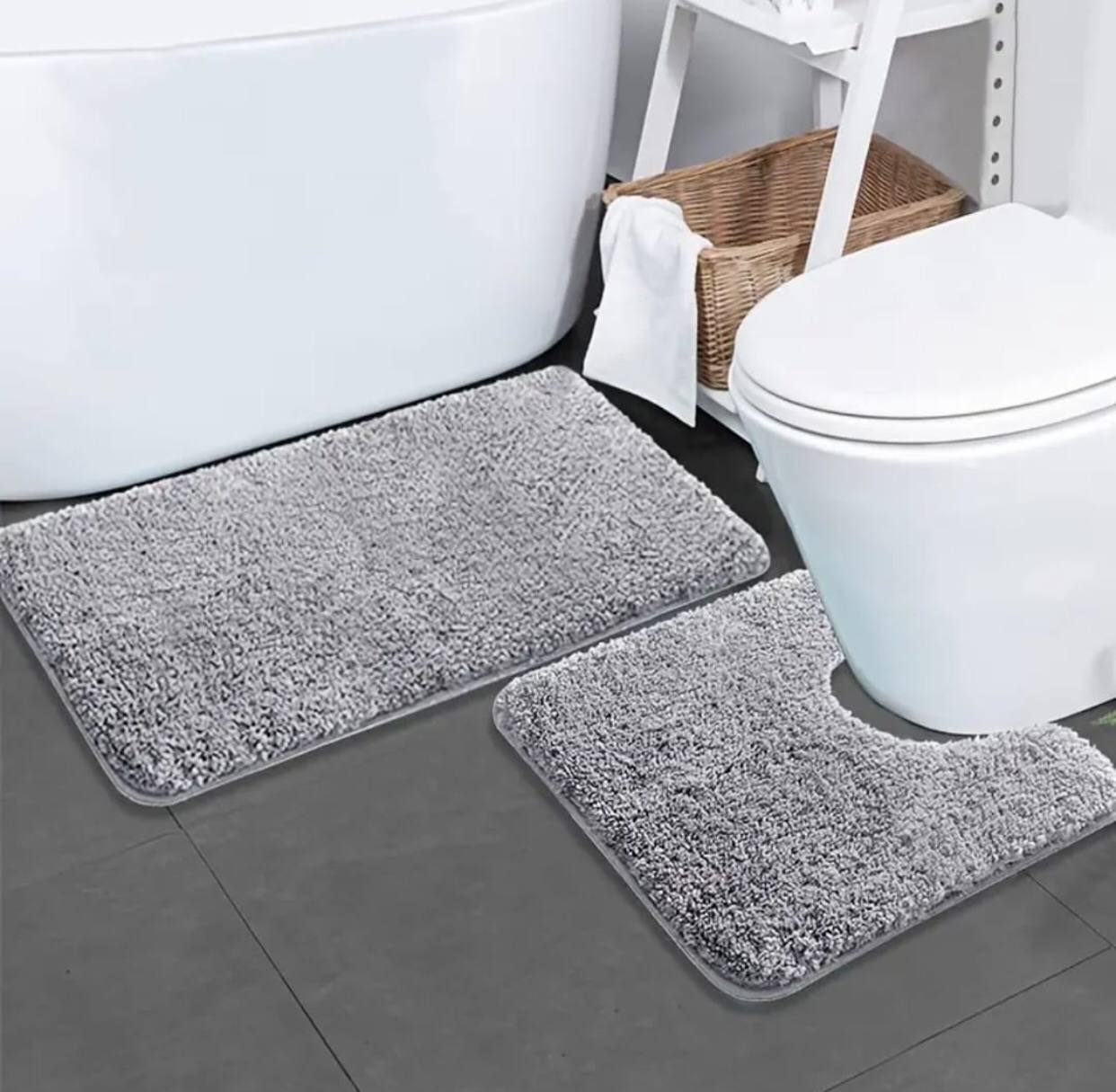 2pcs Ultra-Soft Plush Bath Mat Set