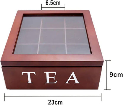 9 grid bamboo tea bag organizer