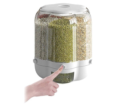 10kg 360 degree rotating 6 Grid Cereal Dispenser