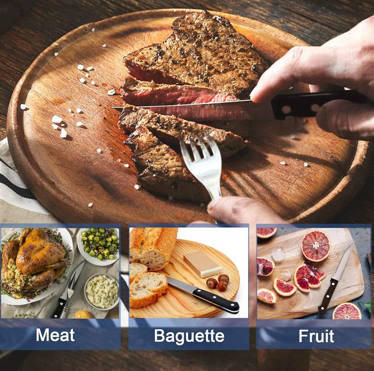 6pcs set STAINLESS STEEL SERRATED STEAK KNIFE