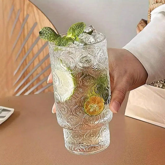 4pcs set Aesthetic Highball crystal ribbed  glasses