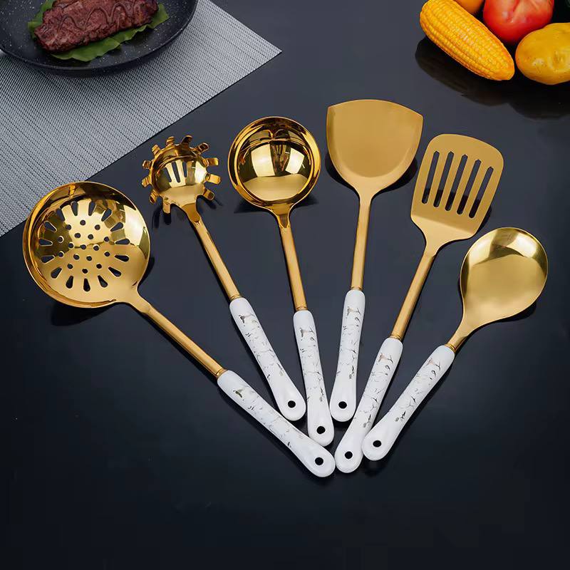 7pc stainless steel spatula soup spoon kitchenware set