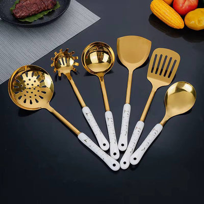 7pc stainless steel spatula soup spoon kitchenware set