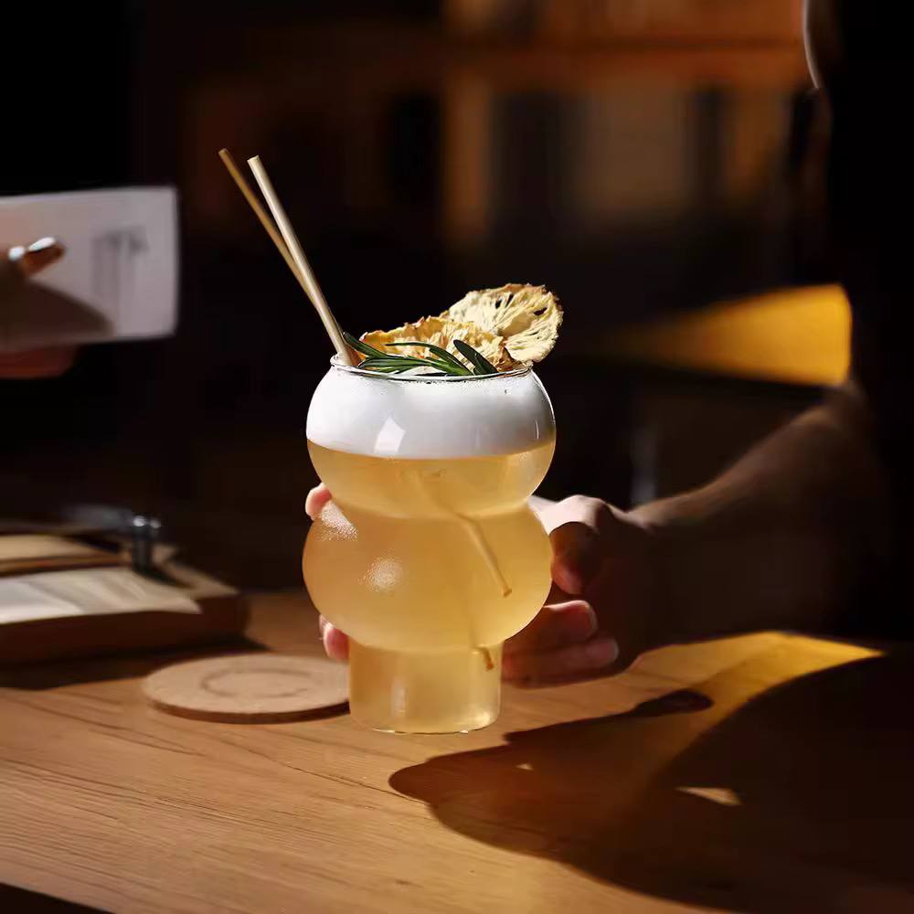 Unique Gourd shape Design glass water cup 6pc