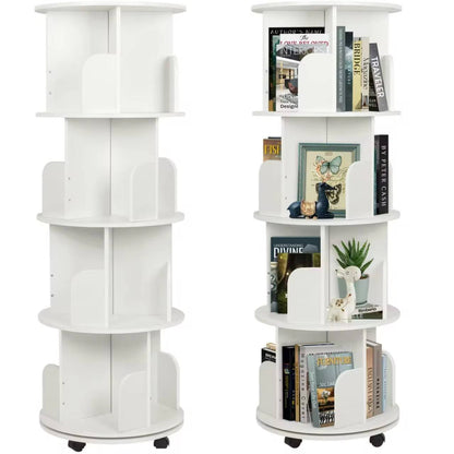 5 Tier 360° stackable bookshelf organizer with wheels