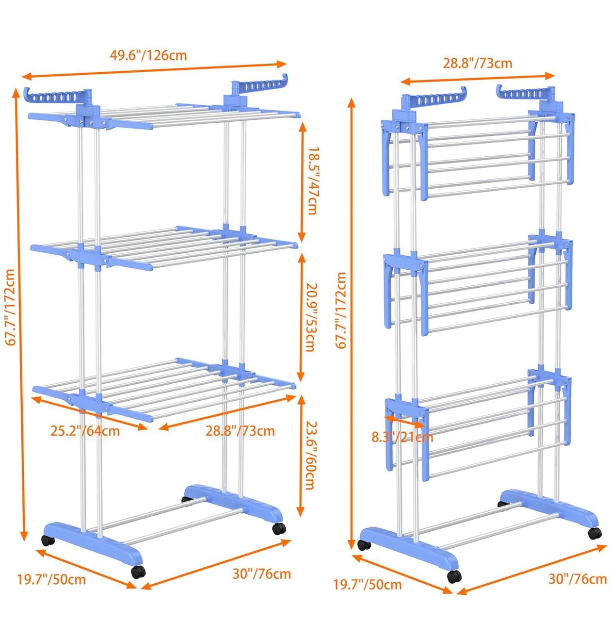 3 Layer Portable / Movable Cloth Drying  Rack
