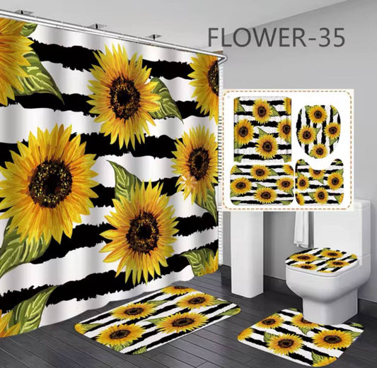 4 pcs set bathroom shower curtain set