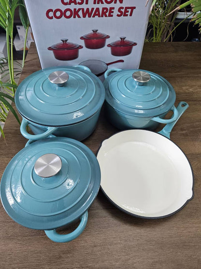 7pcs Enamel Cast iron cooking pots