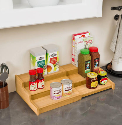 3 Tier Expandable Mulit-purpose  Bamboo Rack Organizer