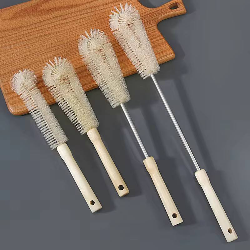 4 pcs Long Wooden handle bottle cleaning brushes