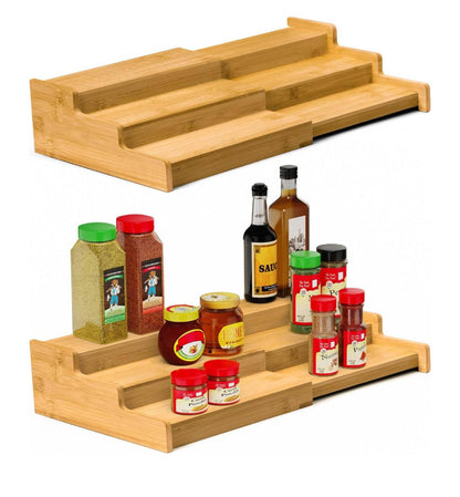 3 Tier Expandable Mulit-purpose  Bamboo Rack Organizer