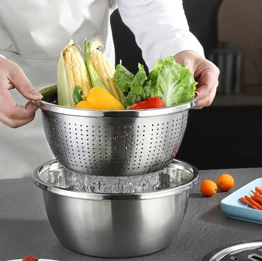 26cm 4PCS  Set 304 colander Stainless Steel Bowl with Lid