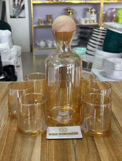 7pcs set golden whiskey set with bamboo Ball top