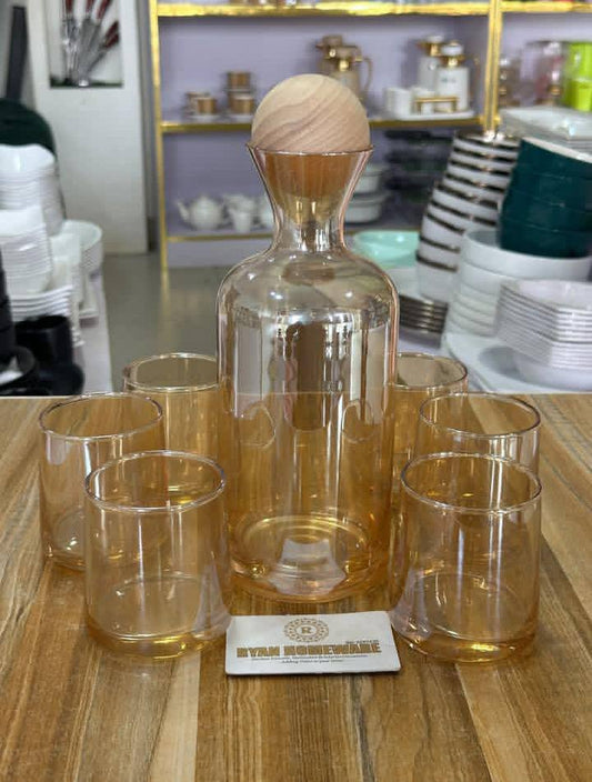 7pcs set golden whiskey set with bamboo Ball top
